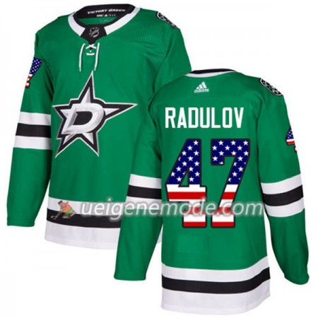 Herren Eishockey Dallas Stars Trikot Alexander Radulov 47 Adidas 2017-2018 Kelly Grün USA Flag Fashion Authentic